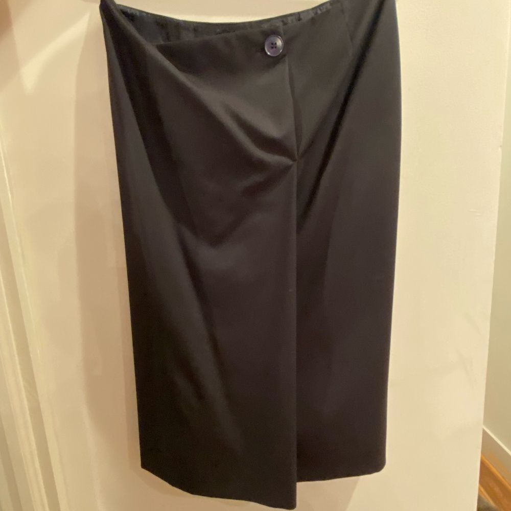 Jil Sander Navy Wool Wrap Skirt Sz 8